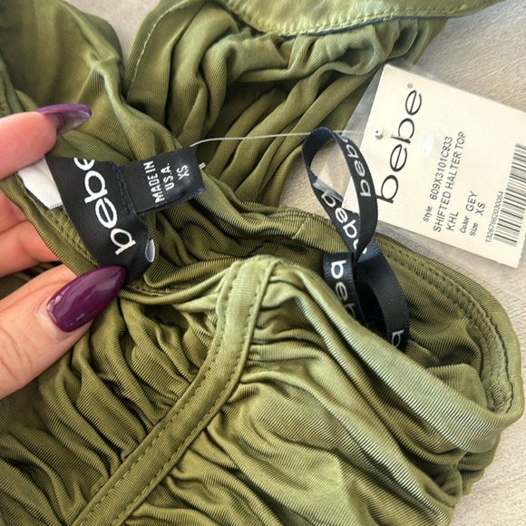 NWT Bebe Chartreuse/Olive Green Halter Blouse - Picture 8 of 8
